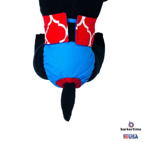 red quatrefoil on sky blue diaper - model 2 red quatrefoil on sky blue diaper - model 2