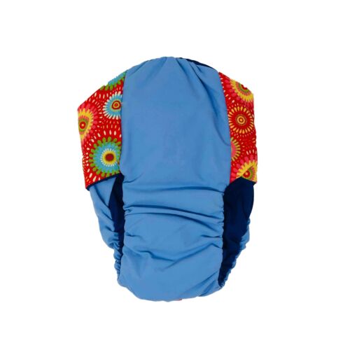 starblast red on sky blue diaper - back starblast red on sky blue diaper - back