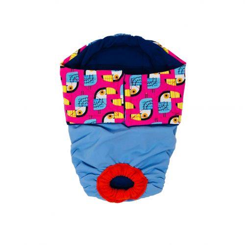 toucan pink on sky blue diaper