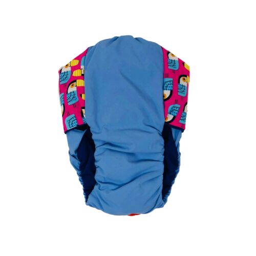 toucan pink on sky blue diaper - back toucan pink on sky blue diaper - back