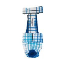 Blue Plaid   Washable Dog Diaper Overall