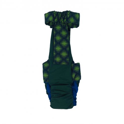 green dots on green diaper overall - back