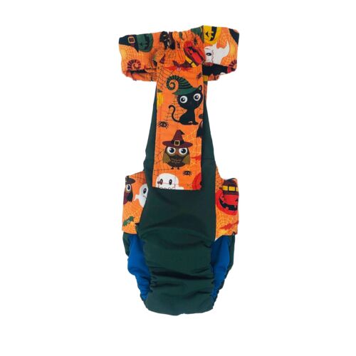 halloween on green diaper overall - back halloween on green diaper overall - back