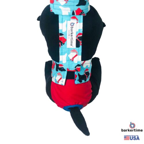 holiday doggie on red diaper overall - model 2 holiday doggie on red diaper overall - model 2