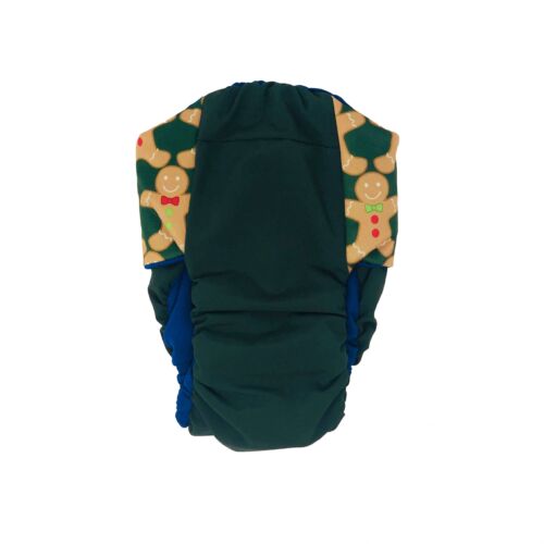 holiday gingerbread man on green diaper - back holiday gingerbread man on green diaper - back