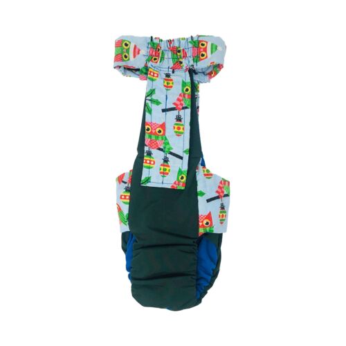 holiday owl on green diaper overall - back holiday owl on green diaper overall - back