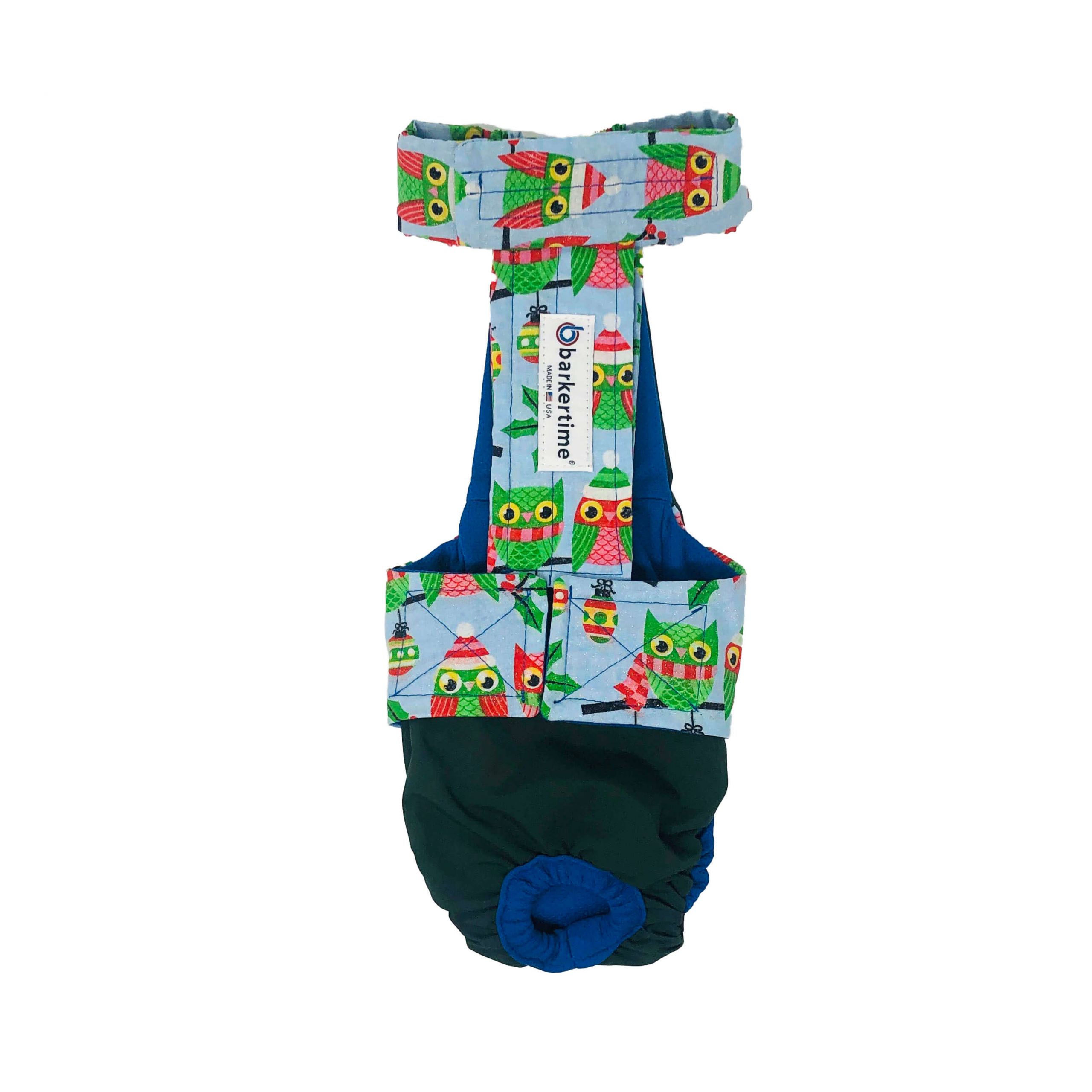 Holiday Owl on Green   Dog Diaper Overall
