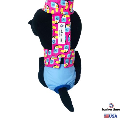 toucan on pink on baby blue diaper overall - model 2 toucan on pink on baby blue diaper overall - model 2