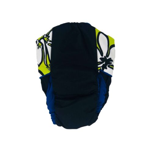 white hawaiian lime green on black diaper - back white hawaiian lime green on black diaper - back