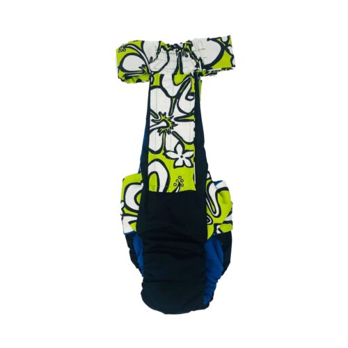 white hawaiian lime green on black diaper overall - back white hawaiian lime green on black diaper overall - back