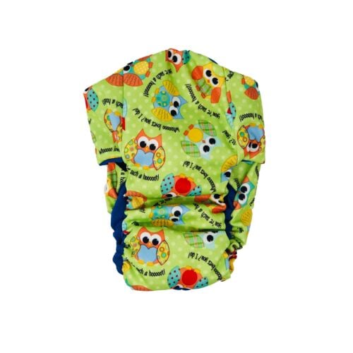 cute owls on green premium diaper - back cute owls on green premium diaper - back