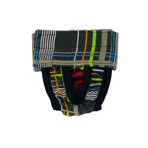 gray plaid neon stripes diaper pull-up