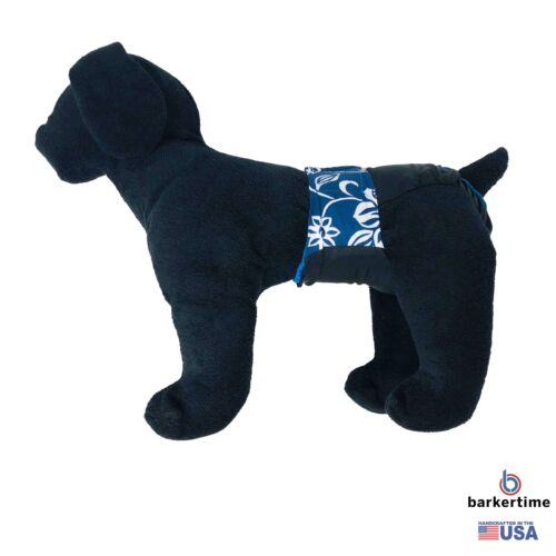 white hawaiian hibiscus blue on black premium diaper - model 1 white hawaiian hibiscus blue on black premium diaper - model 1