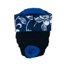 White Hawaiian Hibiscus Blue on Black   Dog Diaper