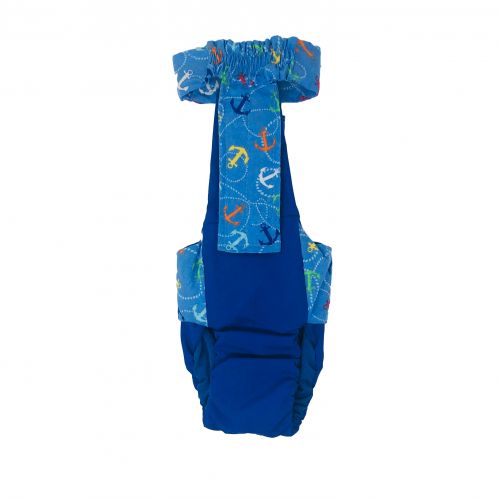 blue anchors on blue diaper overall - back