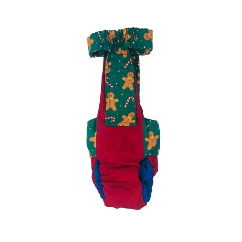 gingerbread candy cane on red diaper overall - back gingerbread candy cane on red diaper overall - back