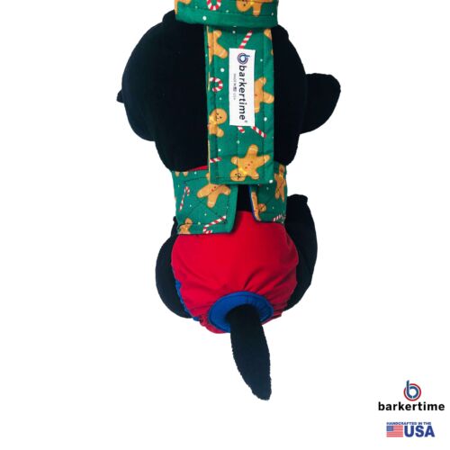 gingerbread candy cane on red diaper overall - model 2 gingerbread candy cane on red diaper overall - model 2