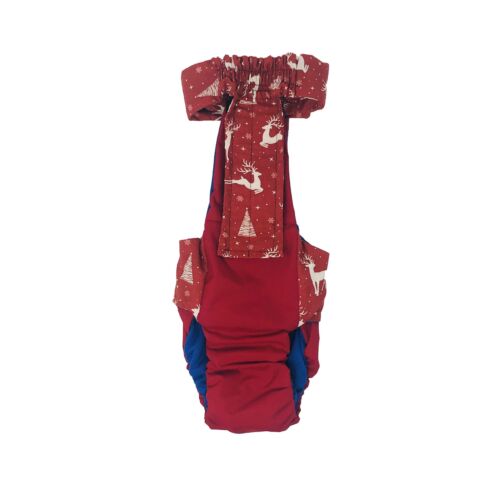 reindeer on red diaper overall - back reindeer on red diaper overall - back