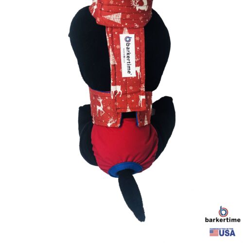 reindeer on red diaper overall - model 2 reindeer on red diaper overall - model 2