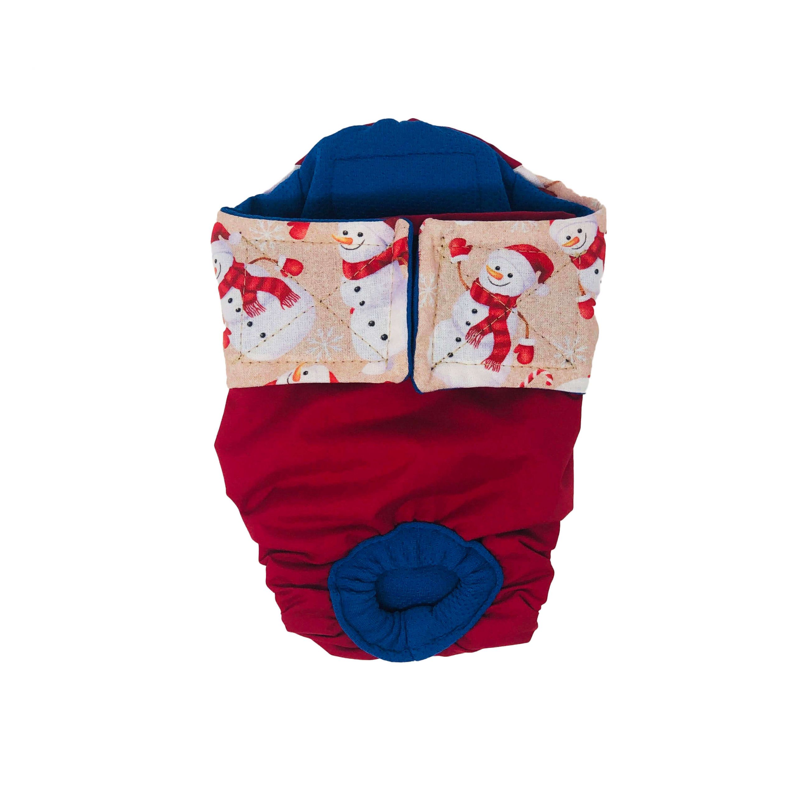 Snowman on Red   Dog Diaper