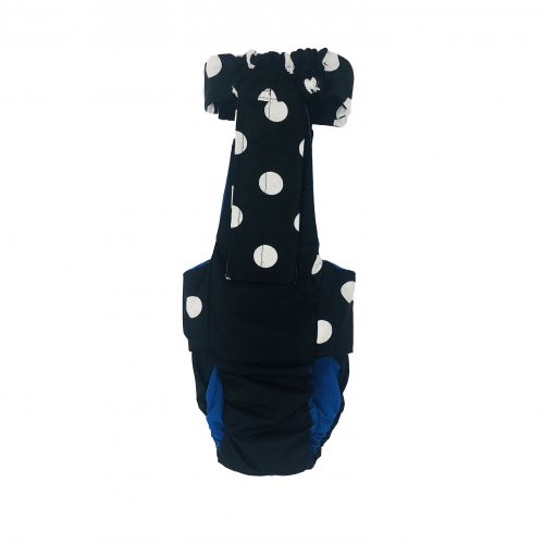 white polka dot on black diaper overall - back