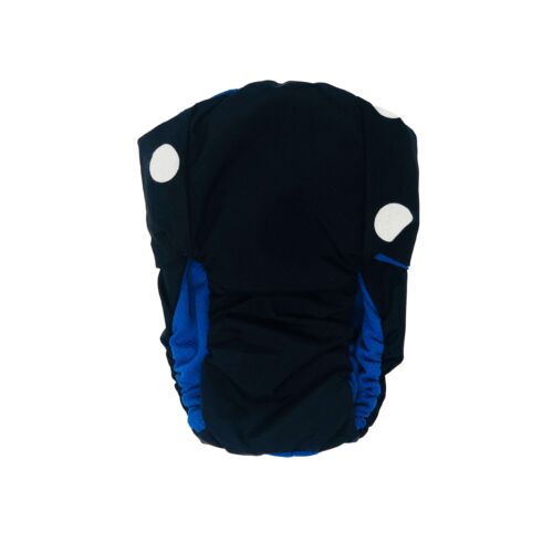 white polka on black premium diaper - back white polka on black premium diaper - back