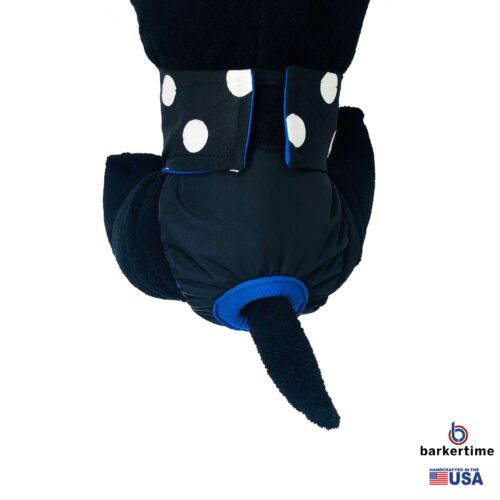 white polka on black premium diaper - model 2 white polka on black premium diaper - model 2