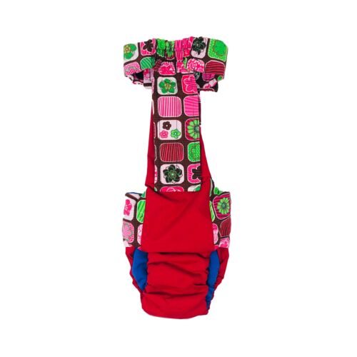 flower window on red diaper overall - back flower window on red diaper overall - back