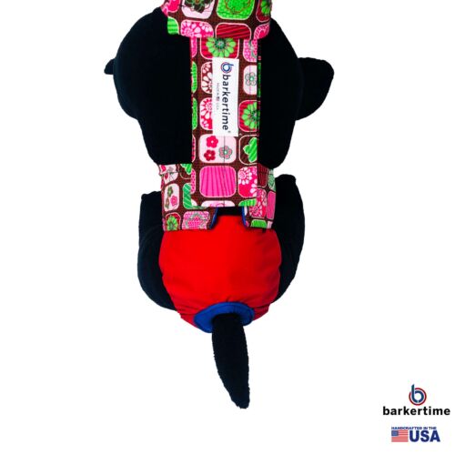 flower window on red diaper overall - model 2 flower window on red diaper overall - model 2