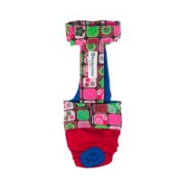Flower Window on Red   Dog Diaper Overall