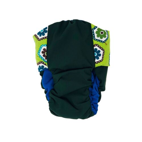 green daisy on green diaper - back green daisy on green diaper - back