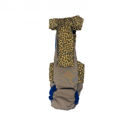 leopard on beige diaper overall - back