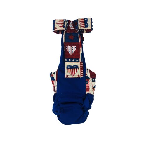 patriotic heart and love on blue diaper overall - back patriotic heart and love on blue diaper overall - back
