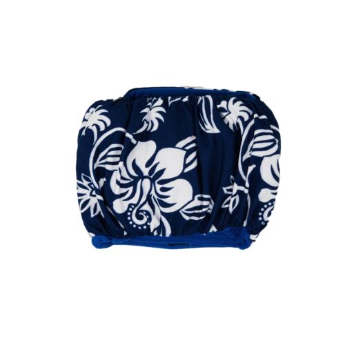 white hawaiian on blue belly band - back white hawaiian on blue belly band - back