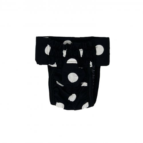 white polka dot on black diaper pull-up - back