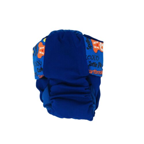 Sweet Baby Spoiled Rotten on Royal Blue diaper - back Sweet Baby Spoiled Rotten on Royal Blue diaper - back