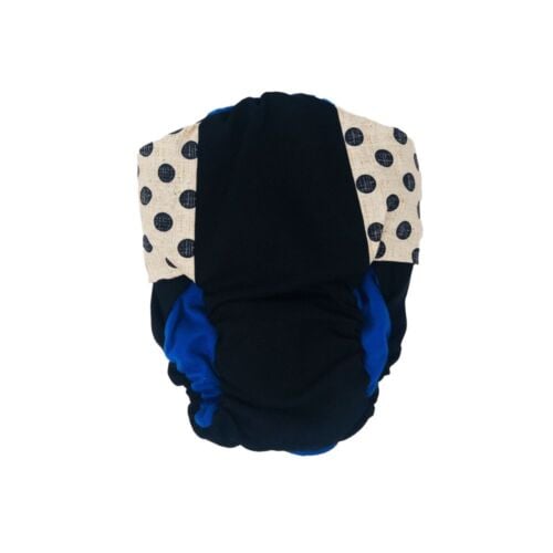 black polka dot on vintage white diaper - back black polka dot on vintage white diaper - back