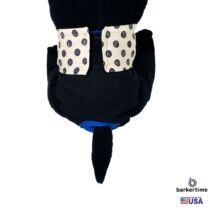 black polka dot on vintage white diaper – model 2