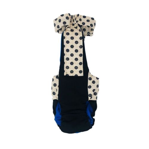 black polka dot on vintage white diaper overall - back black polka dot on vintage white diaper overall - back