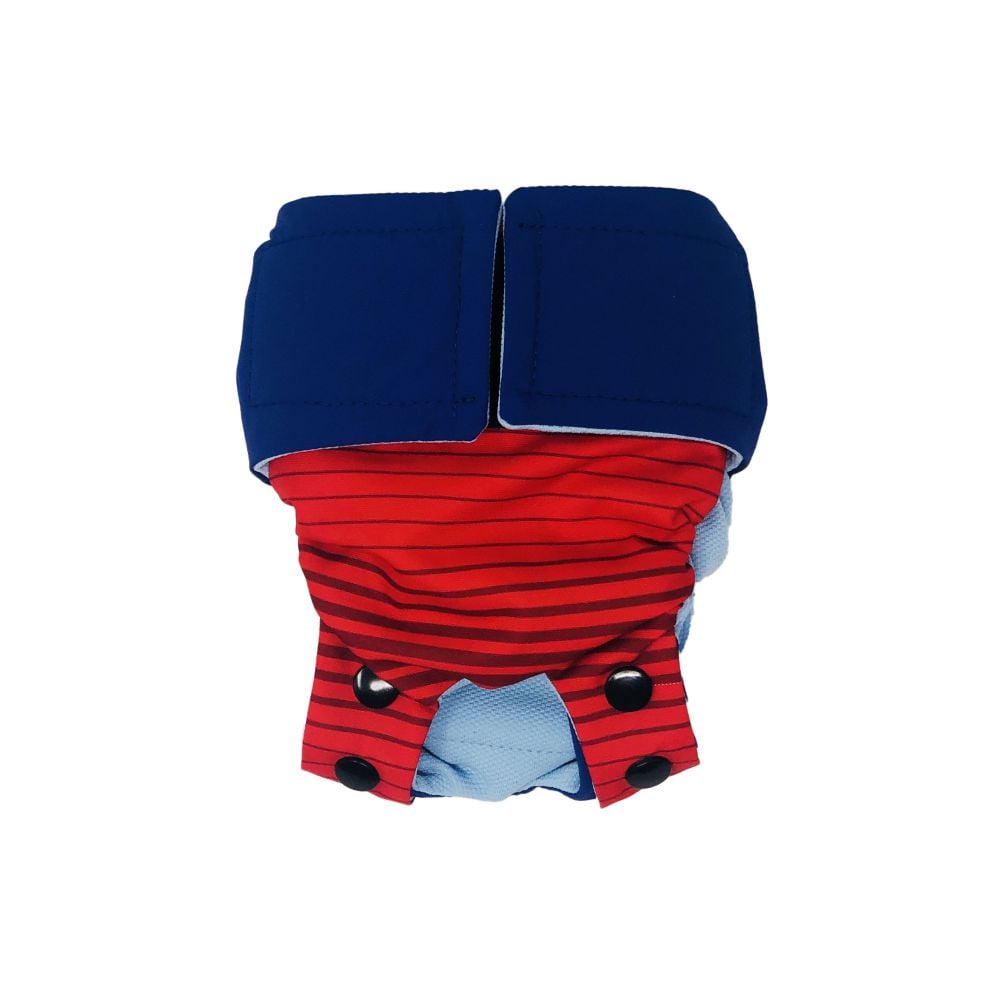 Red Stripes on Blue  Dog Diaper Snappy