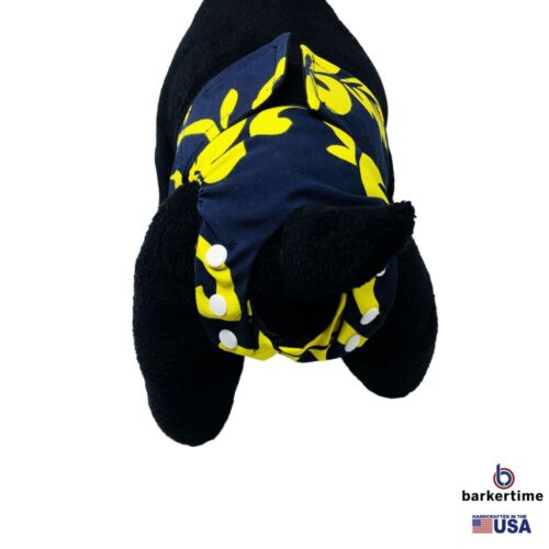 yellow hawaiian on blue diaper snappy - model 2