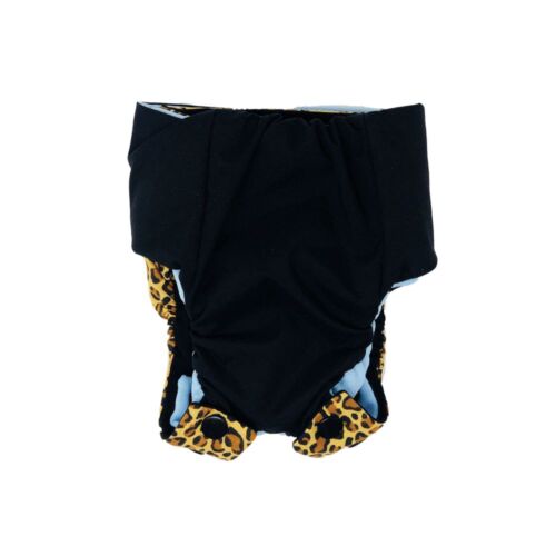 black on leopard diaper snappy - back