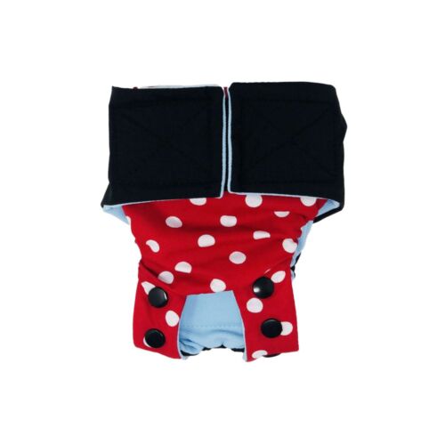 black on red polka dot diaper snappy