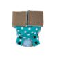 brown on turquoise polka dot diaper snappy
