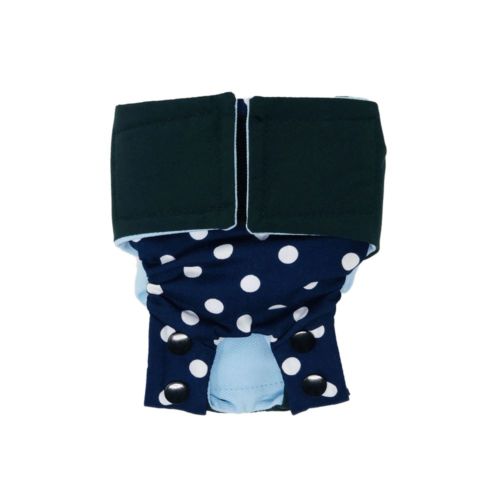 olive green on blue polka dot diaper snappy