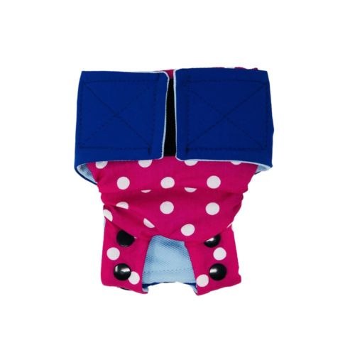 royal blue on pink polk dot diaper snappy