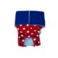 royal blue on red polka dot diaper snappy