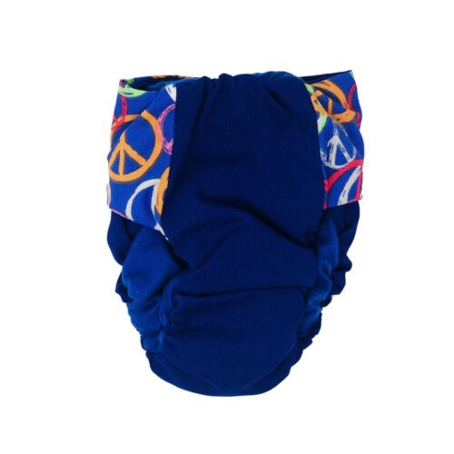 peace sign on blue diaper - back peace sign on blue diaper - back
