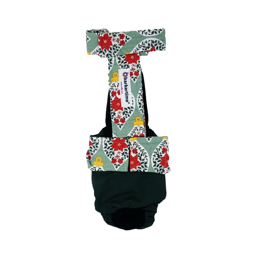 Christmas Ornaments on Green   Dog Diaper Overall