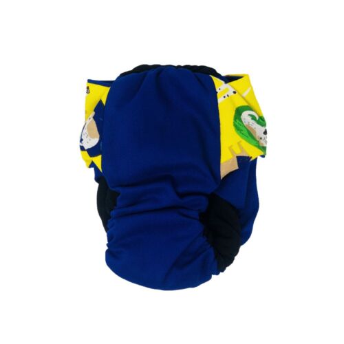 fashion dog yellow on blue diaper - back fashion dog yellow on blue diaper - back